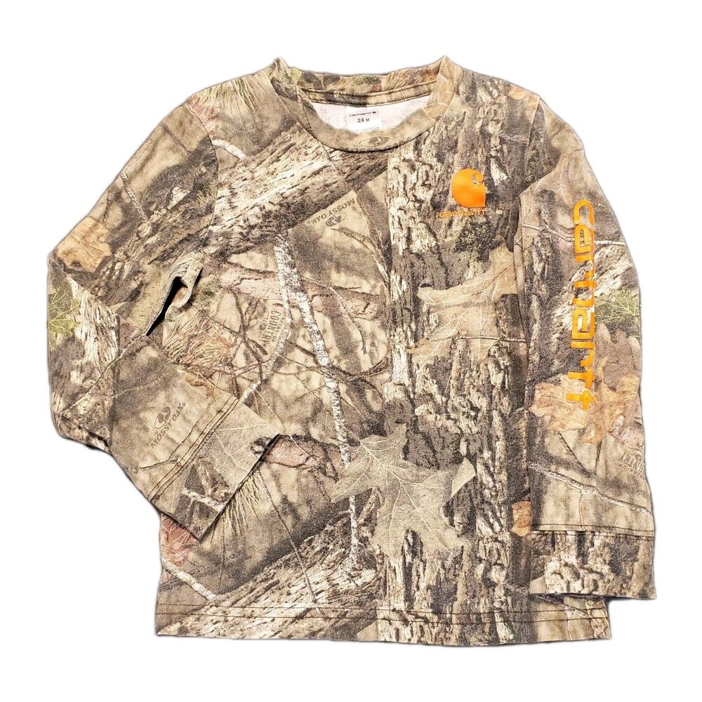 Carhartt Boys 24 Month Mossy Oak Camo Logo Long Sleeve Hunting Outdoor Country